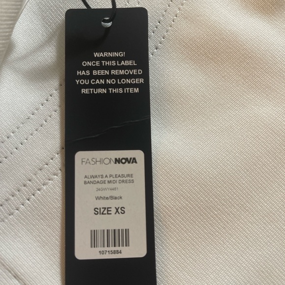 White Bodycon Dres Black Contrast Piping Pemblum Hem Sleeveless Fit & Flare XS - Picture 6 of 10